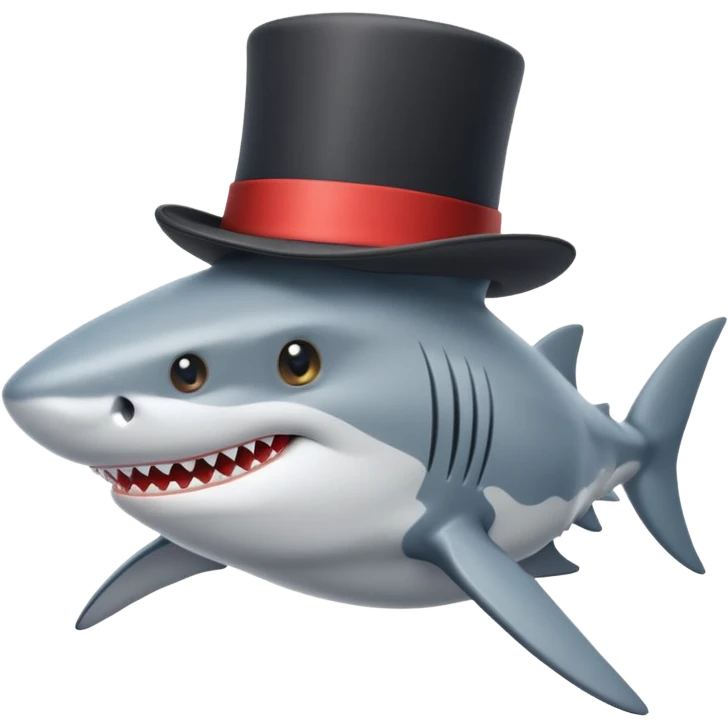 Shark with a top hat emoji