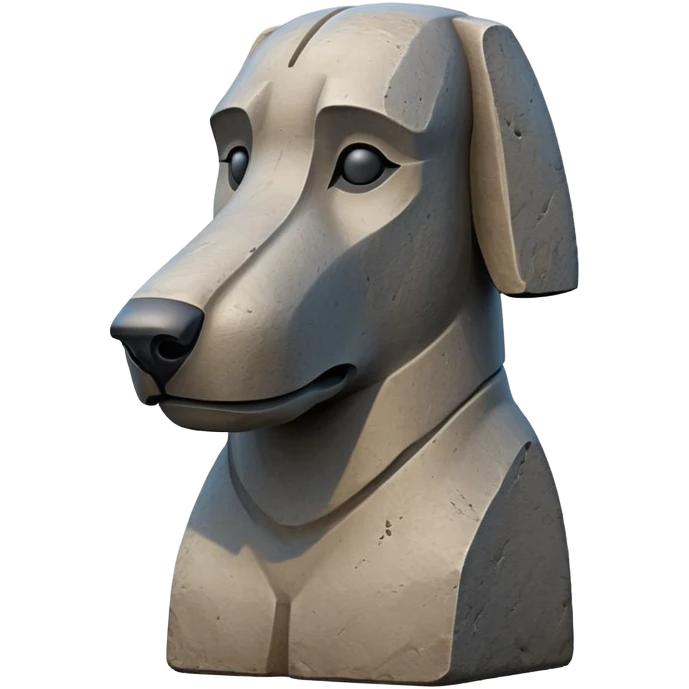 moai statue in shape of a dog, easter island dog statue emoji