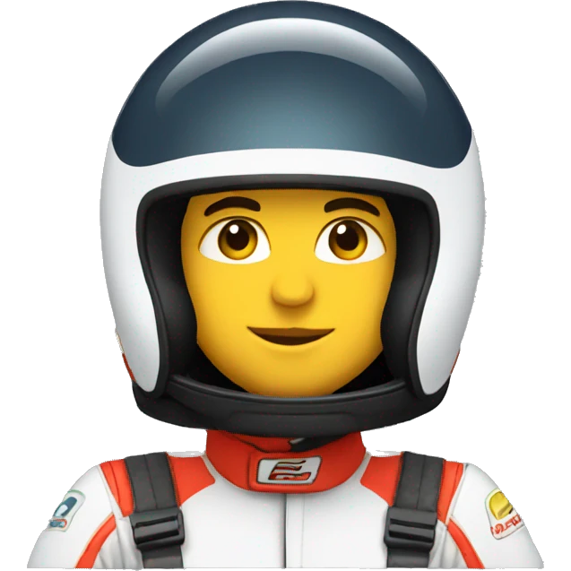 motor racer with full face helmet without visor emoji