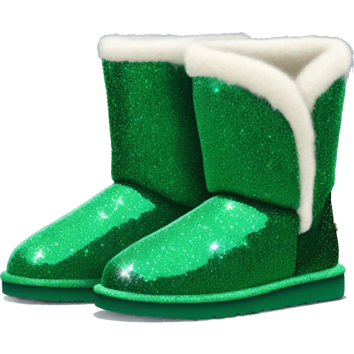Realistic emerald green Sparkle glitter and fur Ugg boots. emoji