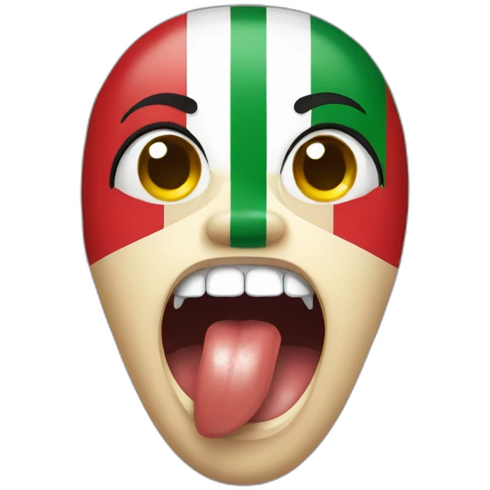 tongue out of mouth in italian flag colours emoji