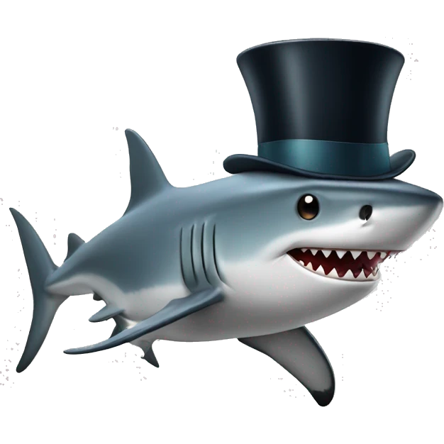 Shark with a top hat emoji