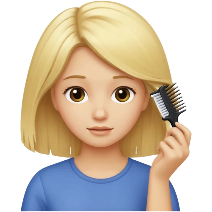 blonde girl combing her hair emoji