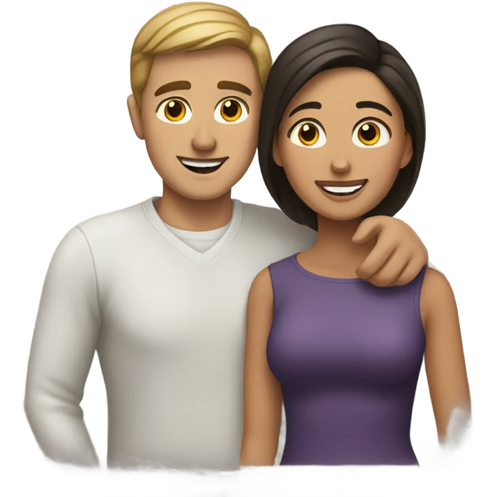 White man blues an hispanic woman hug each other emoji