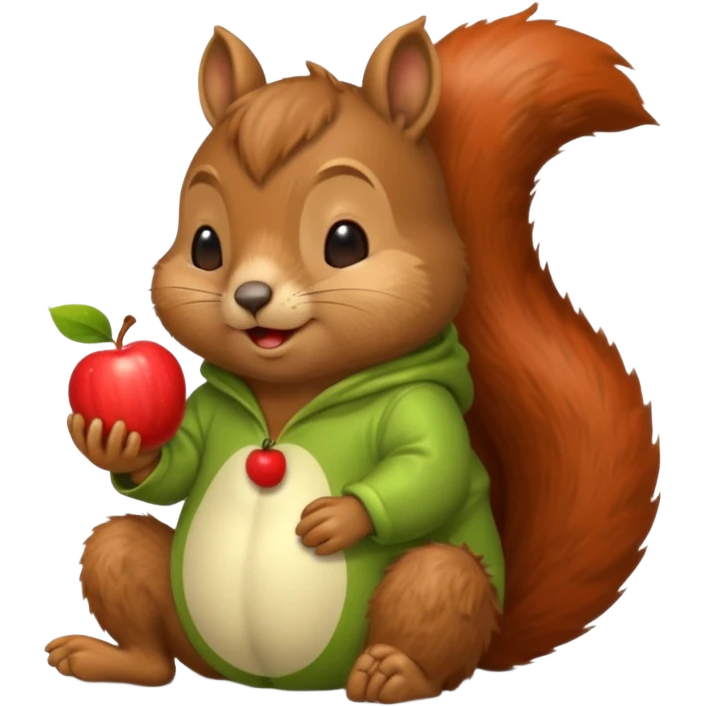 squirrel in acorn pajama suit snoring with holding apple emoji