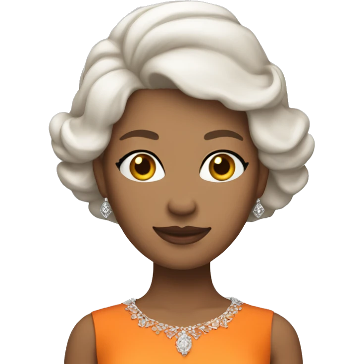 queen orange dress, white skin tone emoji