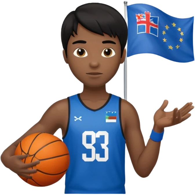 light black skin guy black hair in one hand basketball ball and in other Slovenia flag no this.. 🇸🇮  emoji
