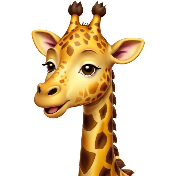 Cinematic Cute Yawning Giraffe Portrait Emoji, Head tilted slightly with a dramatic, wide-open yawn, showcasing a soft, patterned Fur of warm yellows and browns with a long, drooping neck and eyes barely open in drowsy contentment, Simplified yet irresistibly adorable features, highly detailed, glowing with a soft, cozy glow, high shine, relaxed yet expressive, stylized with a touch of savannah whimsy, bright and endearing, soft glowing outline, capturing the essence of a sleepy yet affectionate giraffe, so drowsy it feels like it could stretch right out of the screen and curl up for a nap! emoji