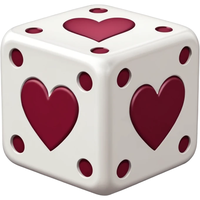 two dices in with burgundy heart details emoji