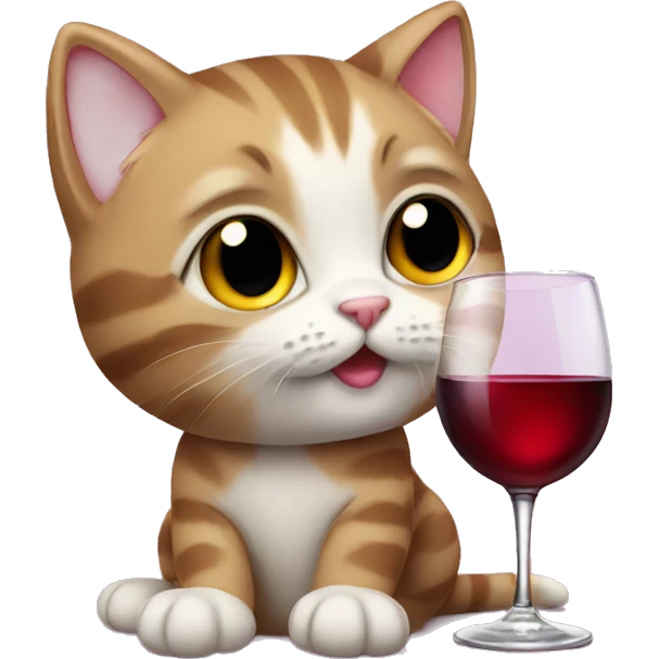 kitten with a glass of wine emoji