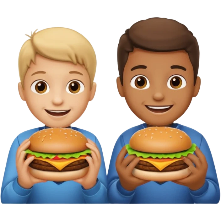 kids with hamburgers emoji