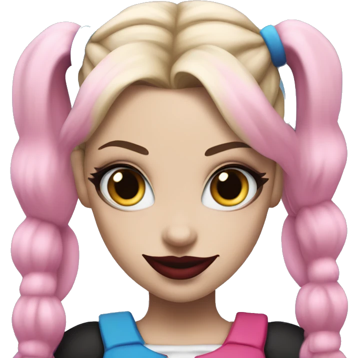 Harley Quinn with blue and pink pigtails  emoji