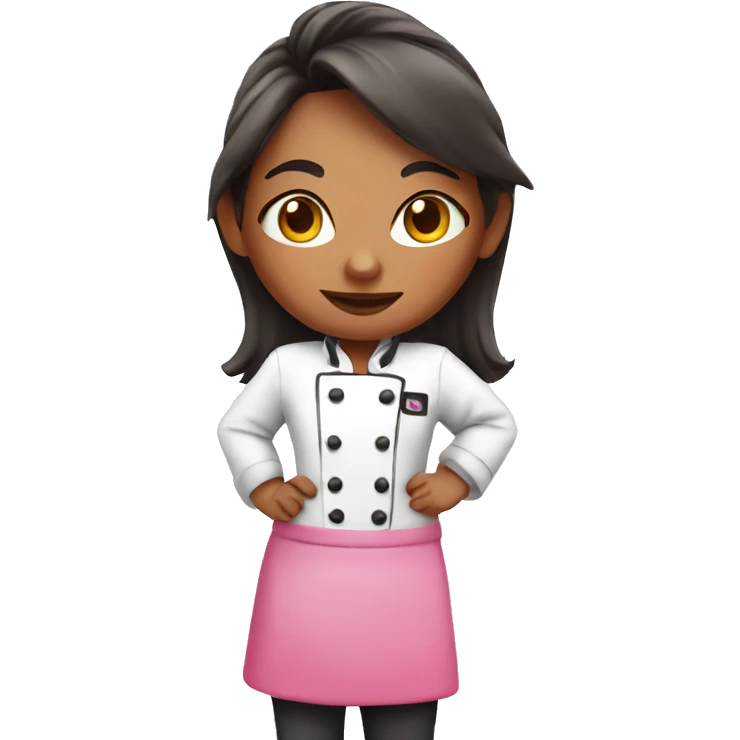 Girl with pink chef outfit with a kiss face emoji