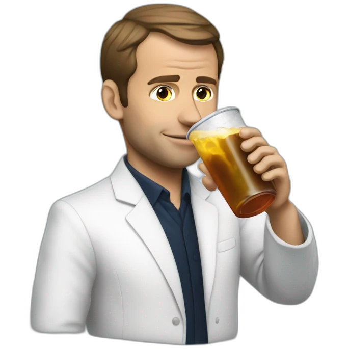 macron drinking soda emoji