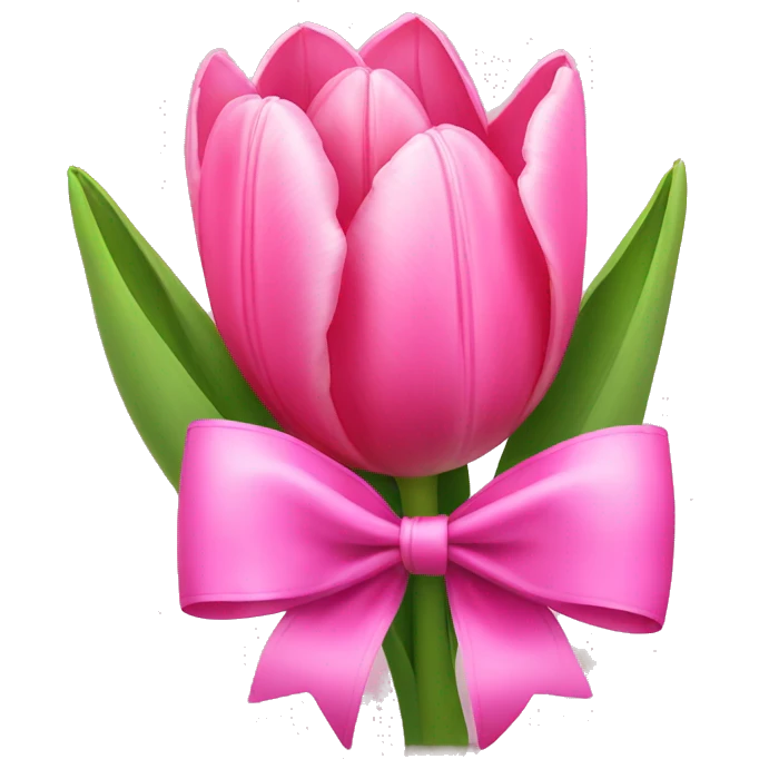 Pink tulips with a bow emoji
