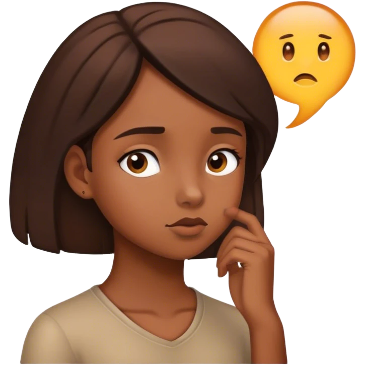 Girl looking off into the distance and contemplating emoji