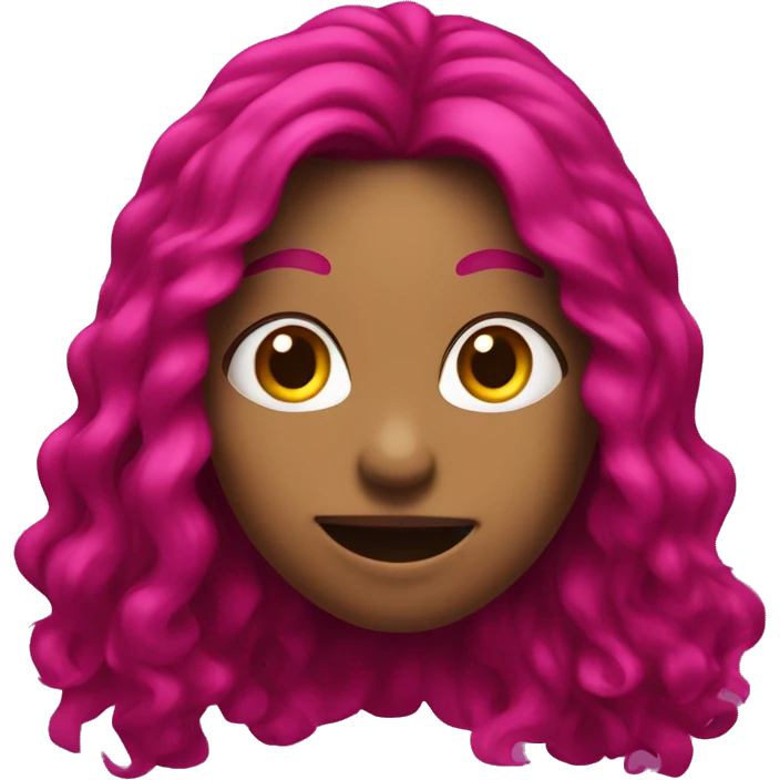 Magenta, hair girl with long hair, smiling with tongue out emoji