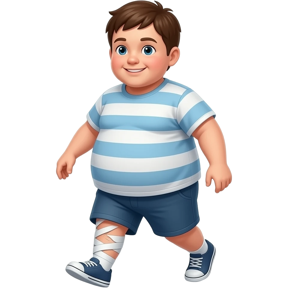 HAZME A UN NIÑO TAN SUMAMENTE GORDO QUE AL CAMINAR SE HA ROTO LA PIERNA emoji