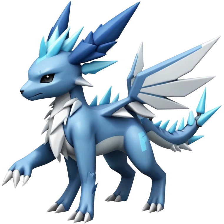 Spikey, spiky, Kyurem-Glaceon-dialga-hybrid, full body, no wings, without wings emoji