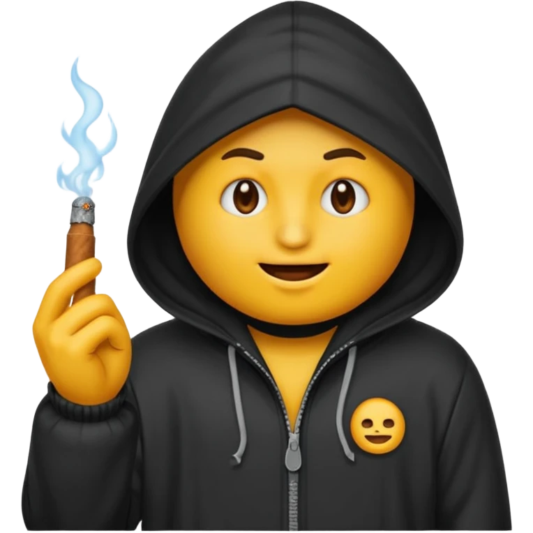 Tu peux créer un emoji d'un cagoule noir qui fumé un cigare qui me le doigt comme ça 🫵🏾 emoji