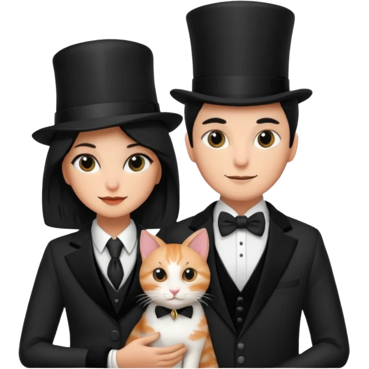 magician couple and their pet cat emoji