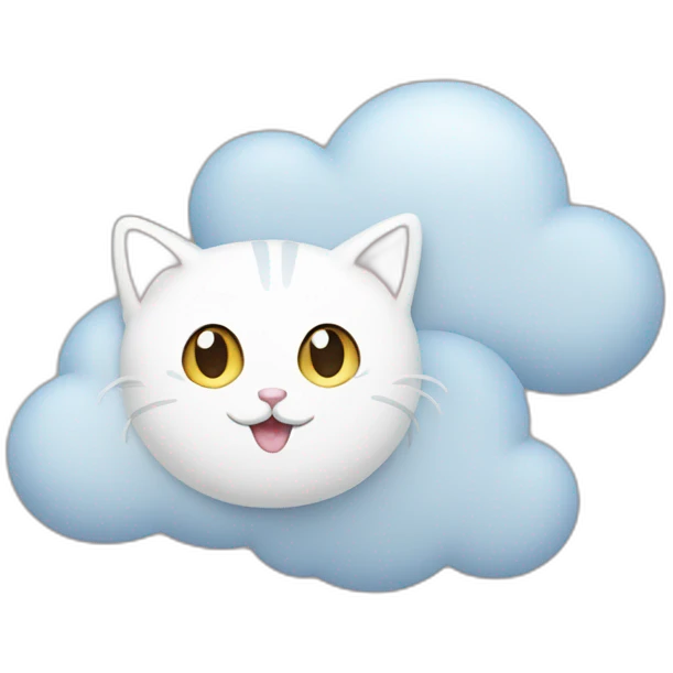 the cat has a cloud with the words emoji