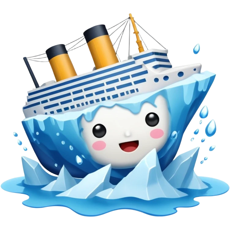 kawaii titainic crashing into an iceberg emoji
