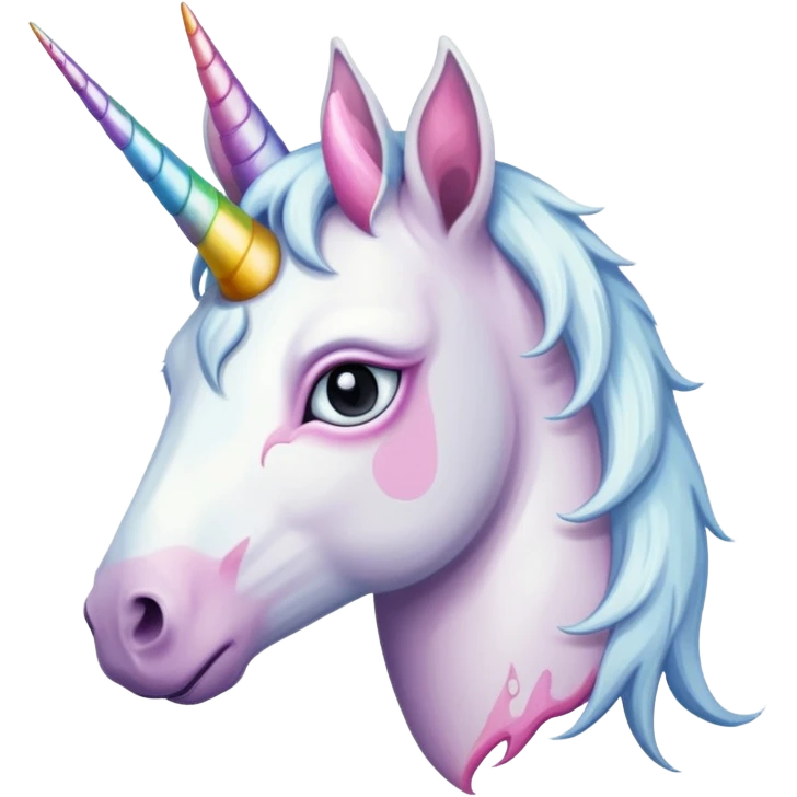 Unicornio palido y enfermo con maquillaje corrido emoji