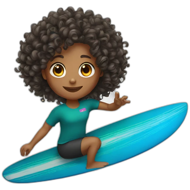 Surfing curly hair emoji