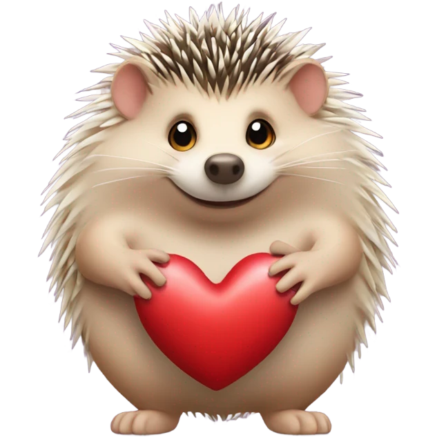 the hedgehog holds the heart emoji
