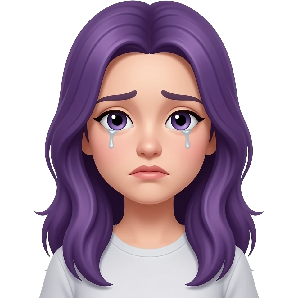 A YOUNG WOMAN WITH LONG PURPLE HAIR IS SAD emoji