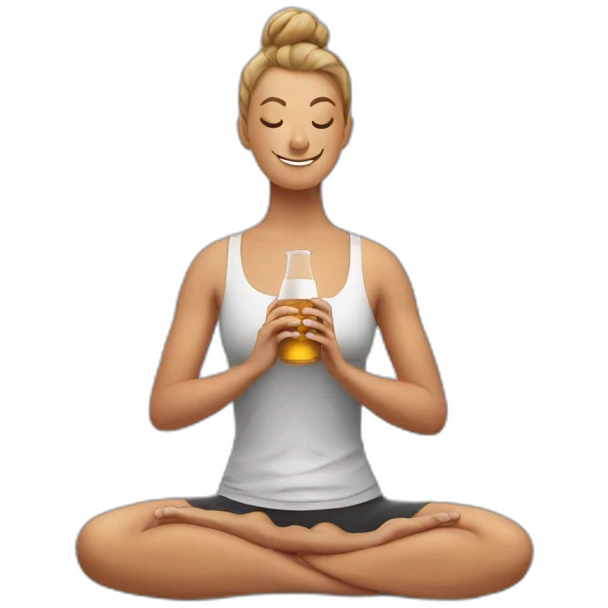 Yoga buvant une bière emoji