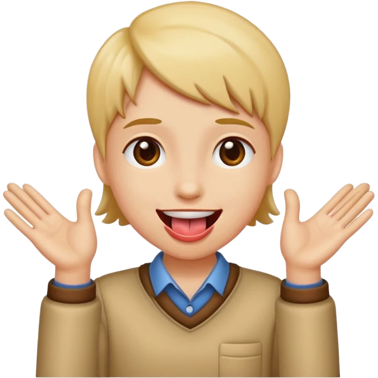 Tongue out with hands to the side emoji
