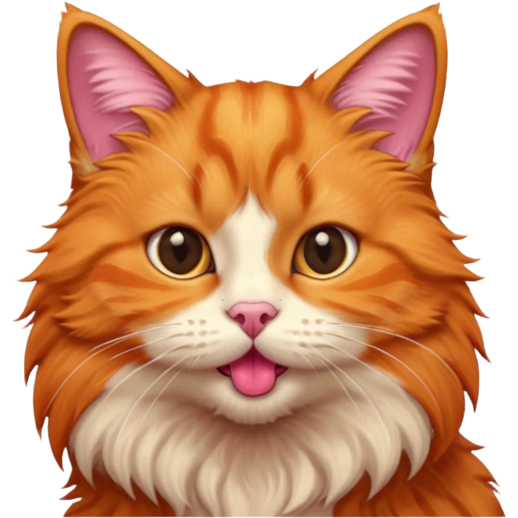 um gato laranja curioso mostrando a lingua emoji