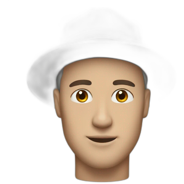 man in a white 3k hat emoji