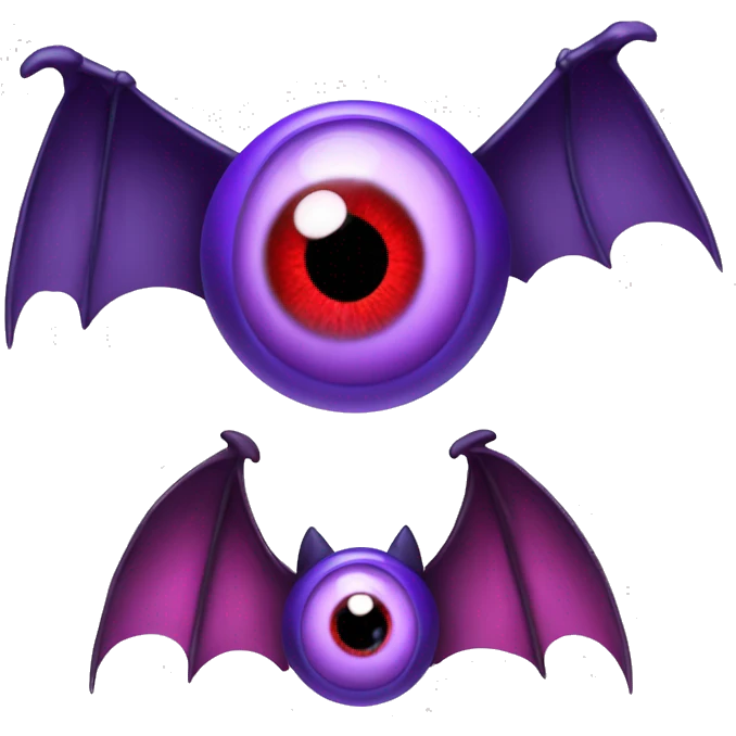 Purple eyeball with two sets of red-violet bat wings emoji