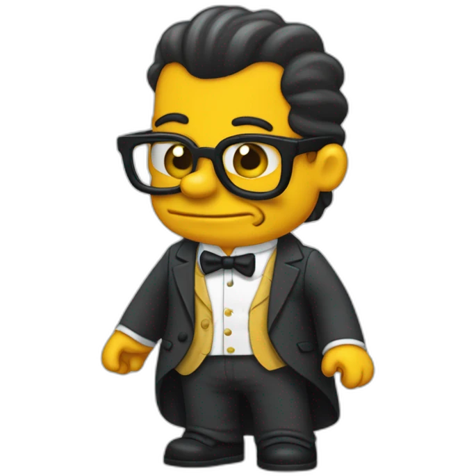 Una ardilla vestida de traje estilo los simpson emoji