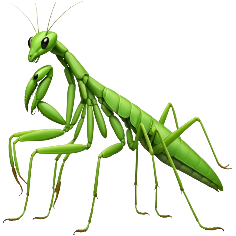 Praying mantis bent over with its bottom out posing as a stripper emoji