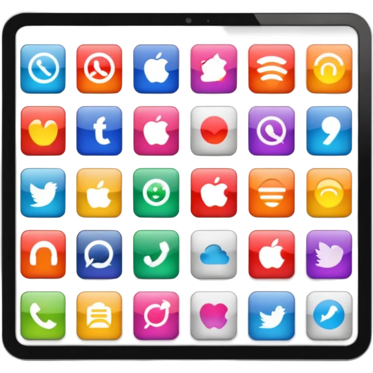 Emoji style iMac screen displaying app icons in grid emoji