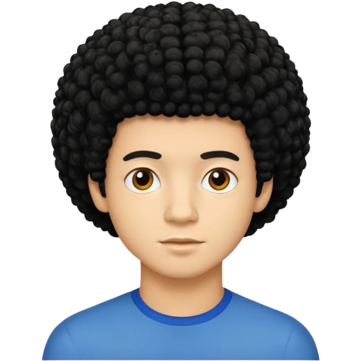 Light skinned young man with short curly black afro emoji