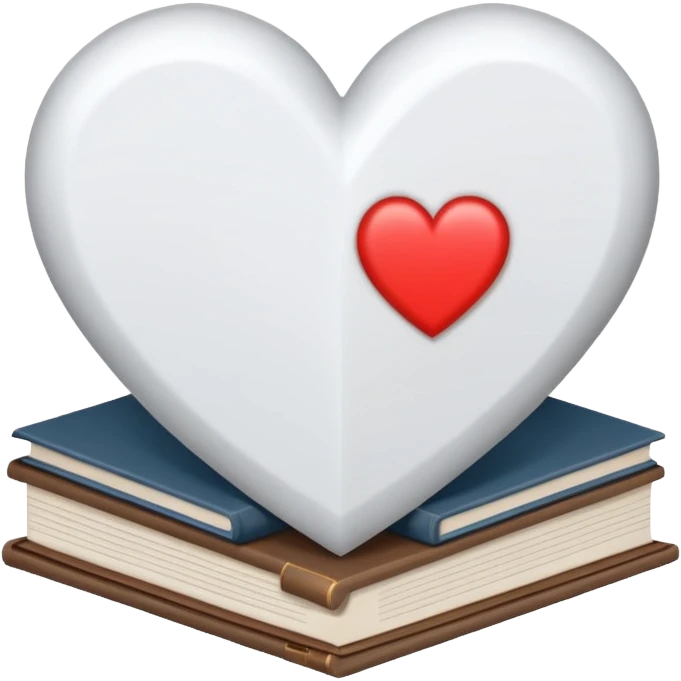 white heart with books inside emoji