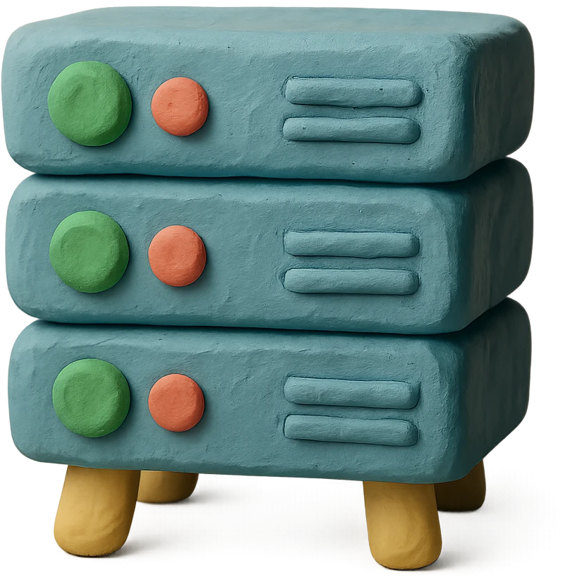 server rack icon in claymation style, plasticine, pastel, handcrafted effect emoji