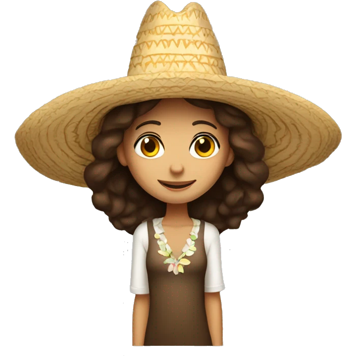 Girl with brunette hair and fair skin with a giant sombrero  emoji