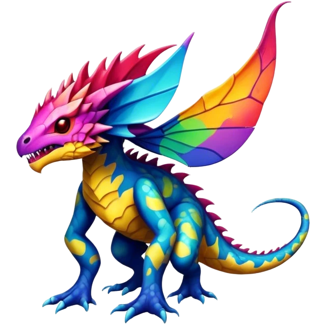 a colorful edgy vernid-fionbri-creature with splash patterns full body emoji