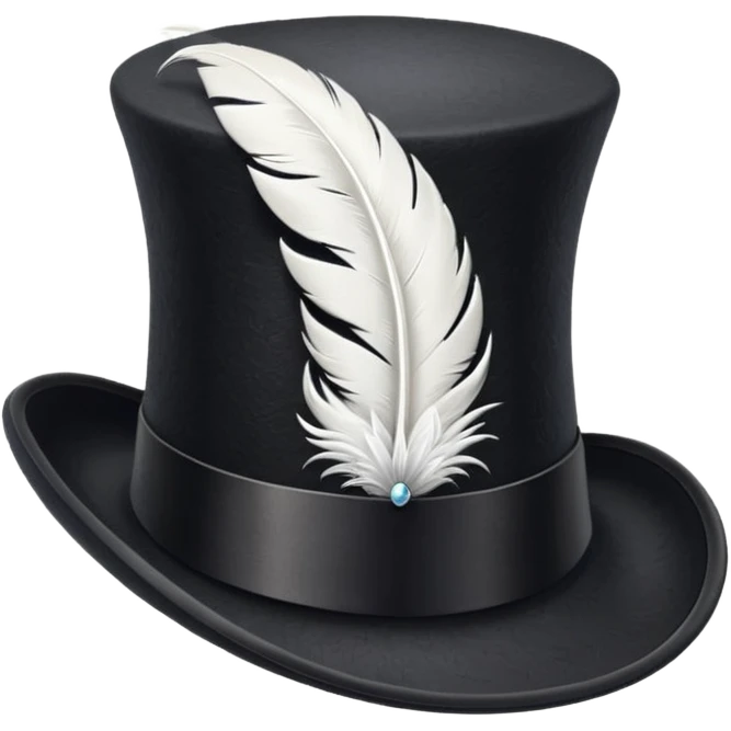 black top hat with a single feather emoji