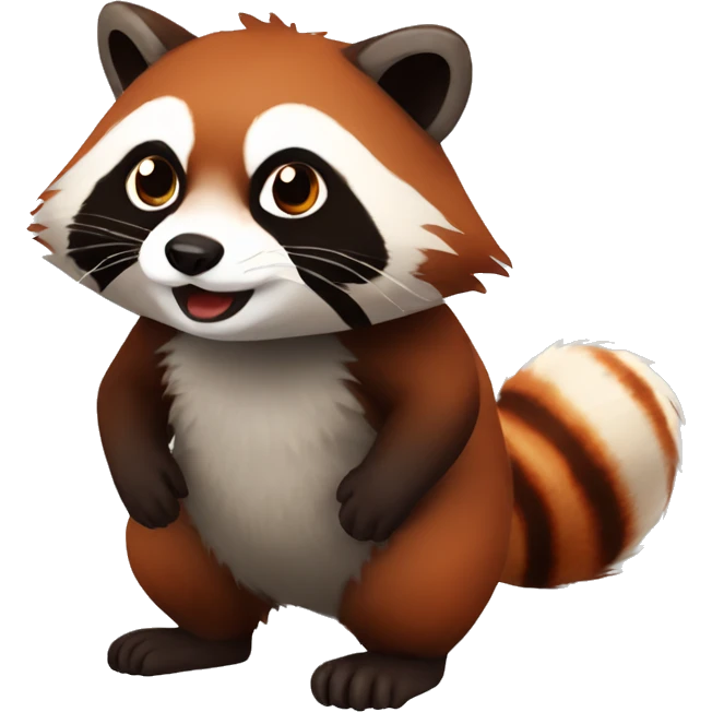 Raccoon-Red Panda-hybrid full body emoji