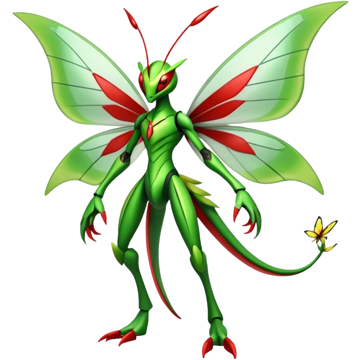  Cool Edgy Shiny Futuristic Ethereal Legendary Scizor-Kartana-Digimon-Schyther-Flygon-hybrid full body with butterfly wings emoji