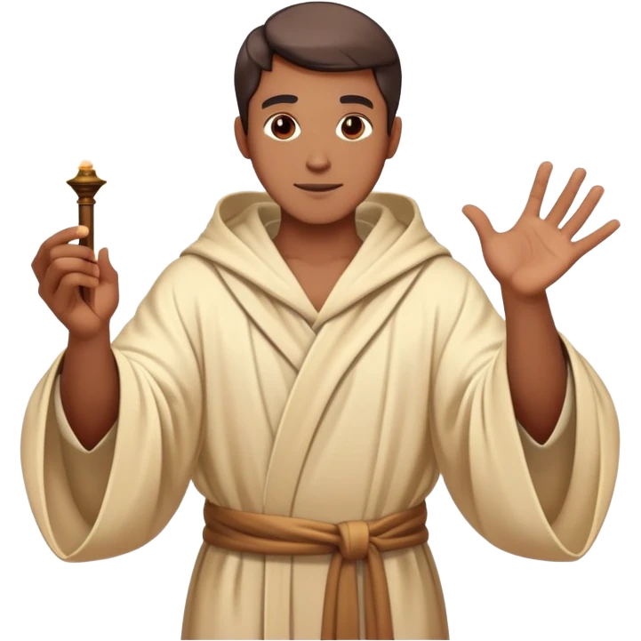 man in a robe casting a magic spell with glowing effects emoji