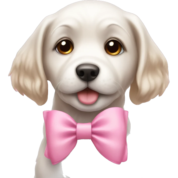 Cute dog with pink bow ￼ emoji