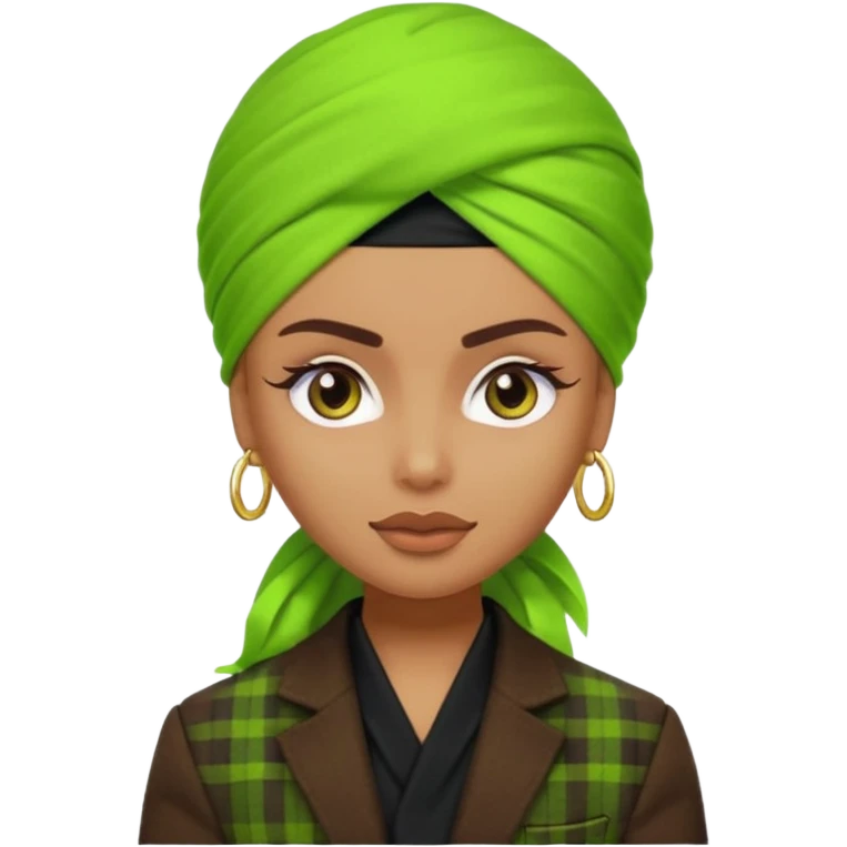 a pretty bratz emoji that looks like a bearded Akshay kumar wearing a neon green turban. Wearing a dark brown flannel blazer with black tshirt underneath.
he should resemble akshay kumar emoji